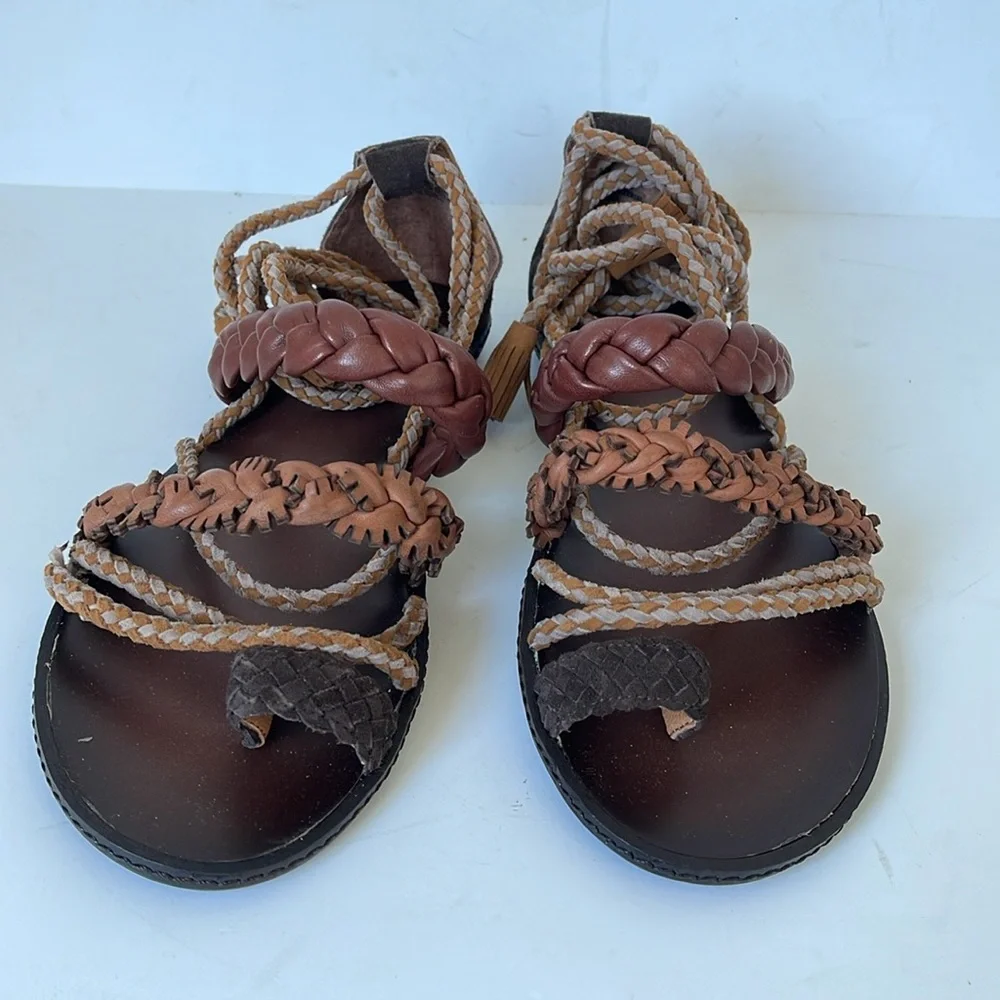 Bacio 61 Womens Leini Ankle Wrap Leather Sandals 9M - Picture 5 of 9